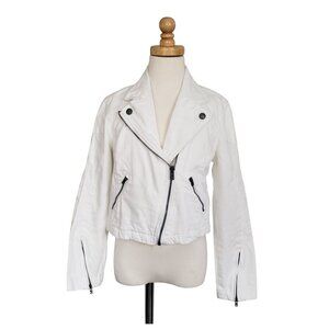 Girl's Sz 8 Polo Ralph Lauren White Asymmetrical Zip Moto Denim Spring Jacket